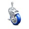 Service Caster 4 Inch Blue Polyurethane Wheel Swivel 3/8 Inch Threaded Stem Caster with Brake SCC-TS20S414-PPUB-BLUE-TLB-381615 - alternate 1